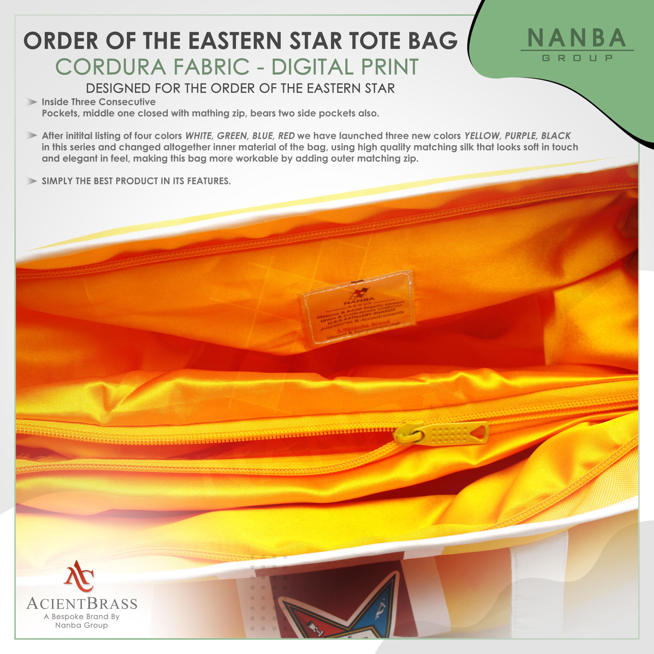 ACIENTBRASS Order of the Eastern Star Tote Bag for Women – OES Waterproof Cordura Shoulder Handbag with Wallet-IMPROVED - Image 4