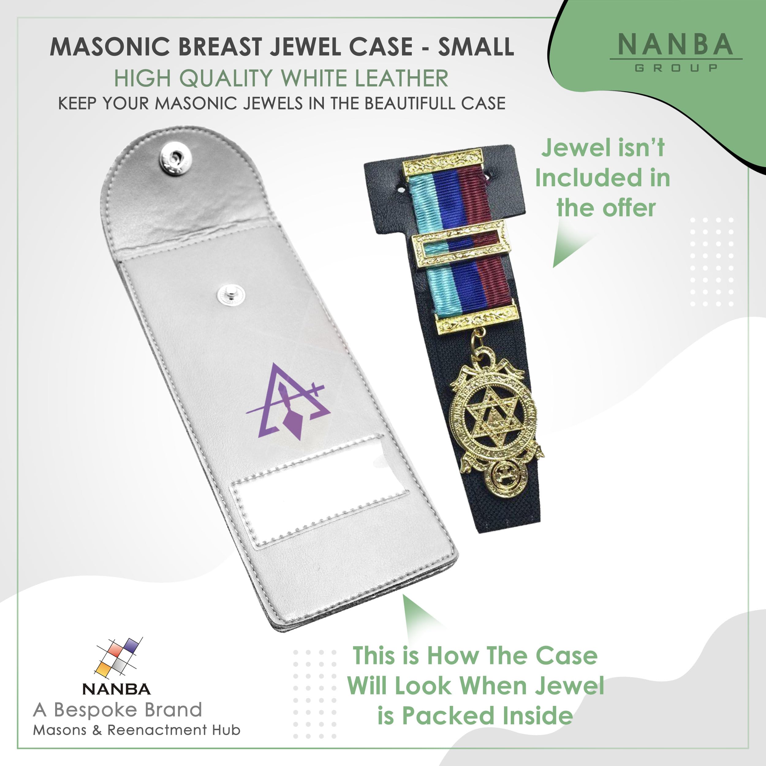 Masonic Regalia Pocket Jewel Holder Case Leather Carry Wallet - Freemason Jewels, Pins & Badges Holder - OR&SM Purple Emblem - Image 3