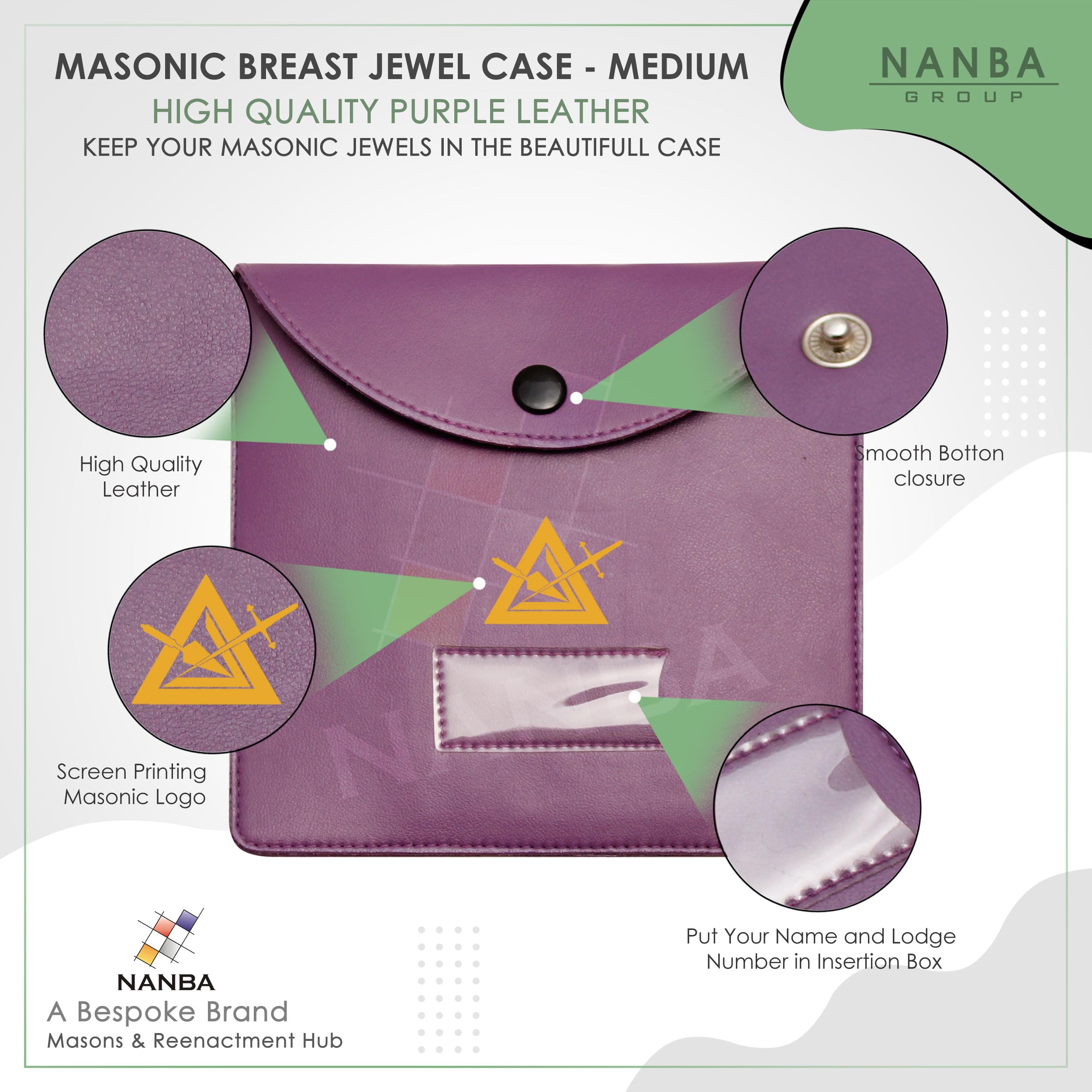 Masonic Regalia Pocket Jewel Holder Case Leather Carry Wallet - Freemason Jewels, Pins & Badges Holder - TOSL Gold & Silver - Image 5