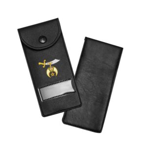 Masonic Regalia Pocket Jewel Holder Case Leather Carry Wallet with Soft Lining for Freemason Lodge Jewels, Pins & Badges - Shriner Emblem - Printed