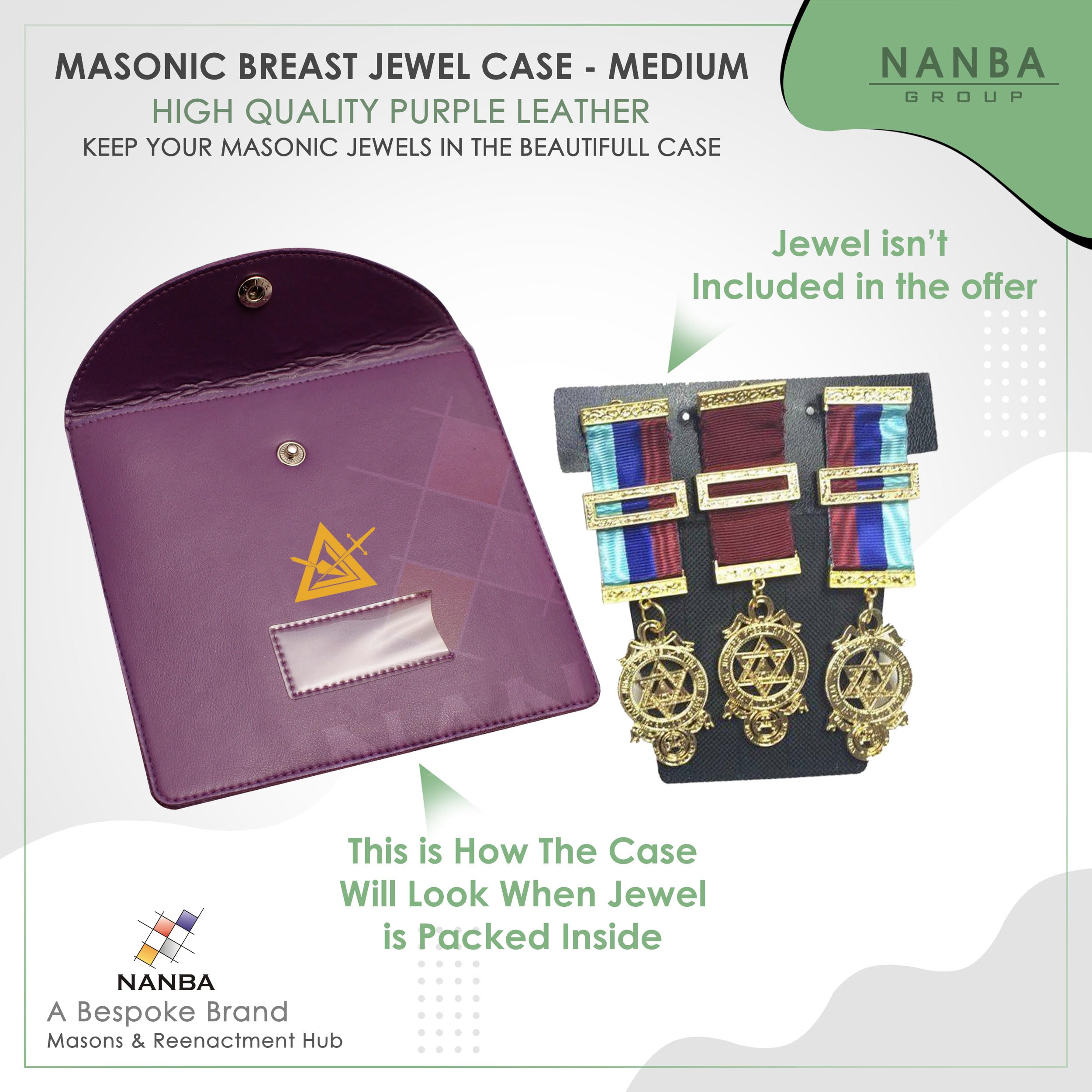 Masonic Regalia Pocket Jewel Holder Case Leather Carry Wallet - Freemason Jewels, Pins & Badges Holder - TOSL Gold & Silver - Image 3