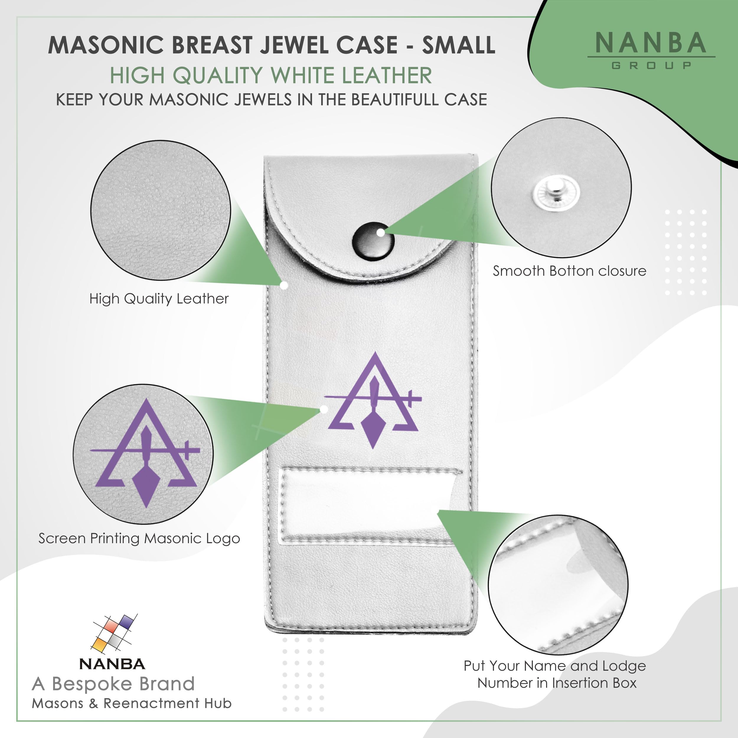 Masonic Regalia Pocket Jewel Holder Case Leather Carry Wallet - Freemason Jewels, Pins & Badges Holder - OR&SM Purple Emblem - Image 5
