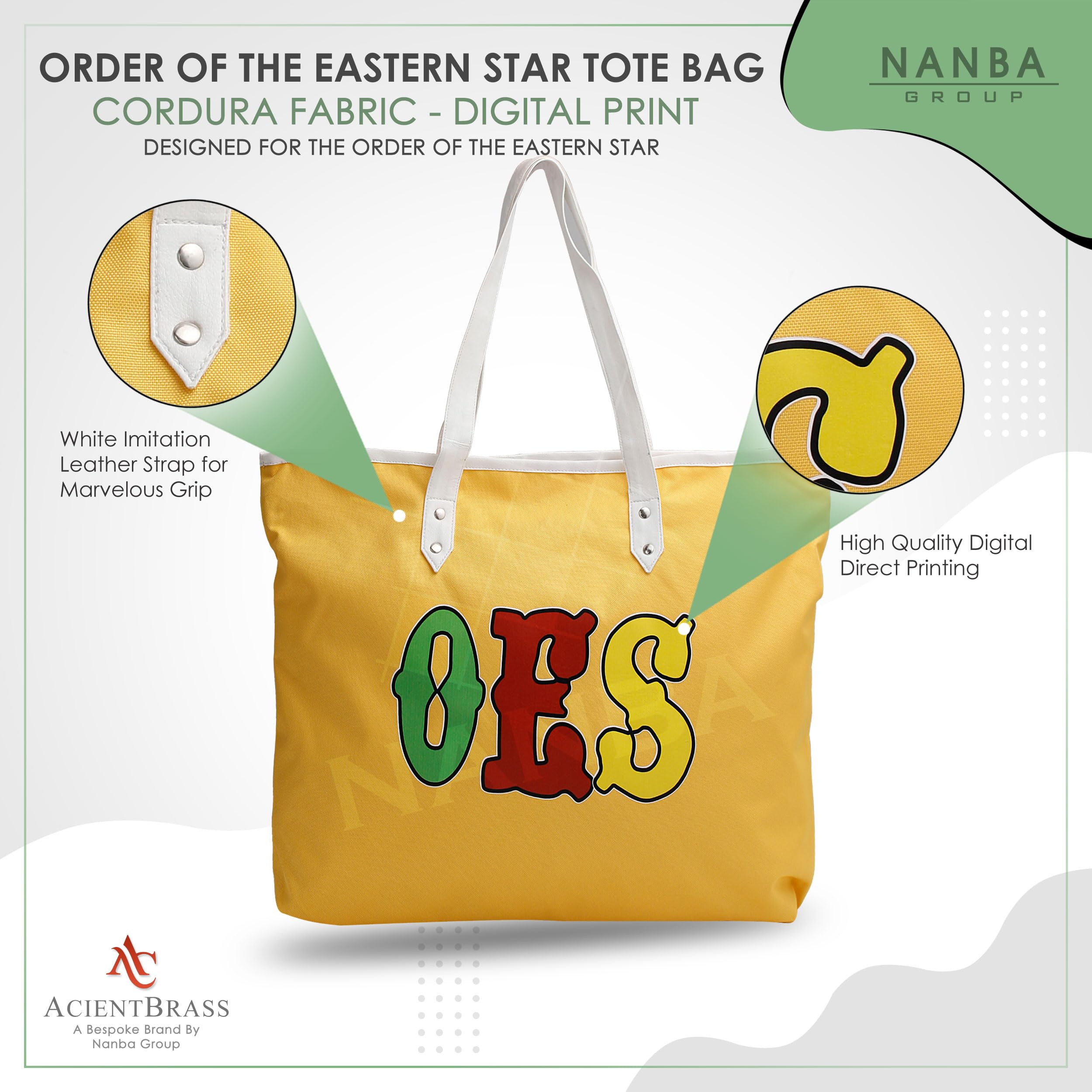 ACIENTBRASS Order of the Eastern Star Tote Bag for Women – OES Waterproof Cordura Shoulder Handbag with Wallet-IMPROVED - Image 3
