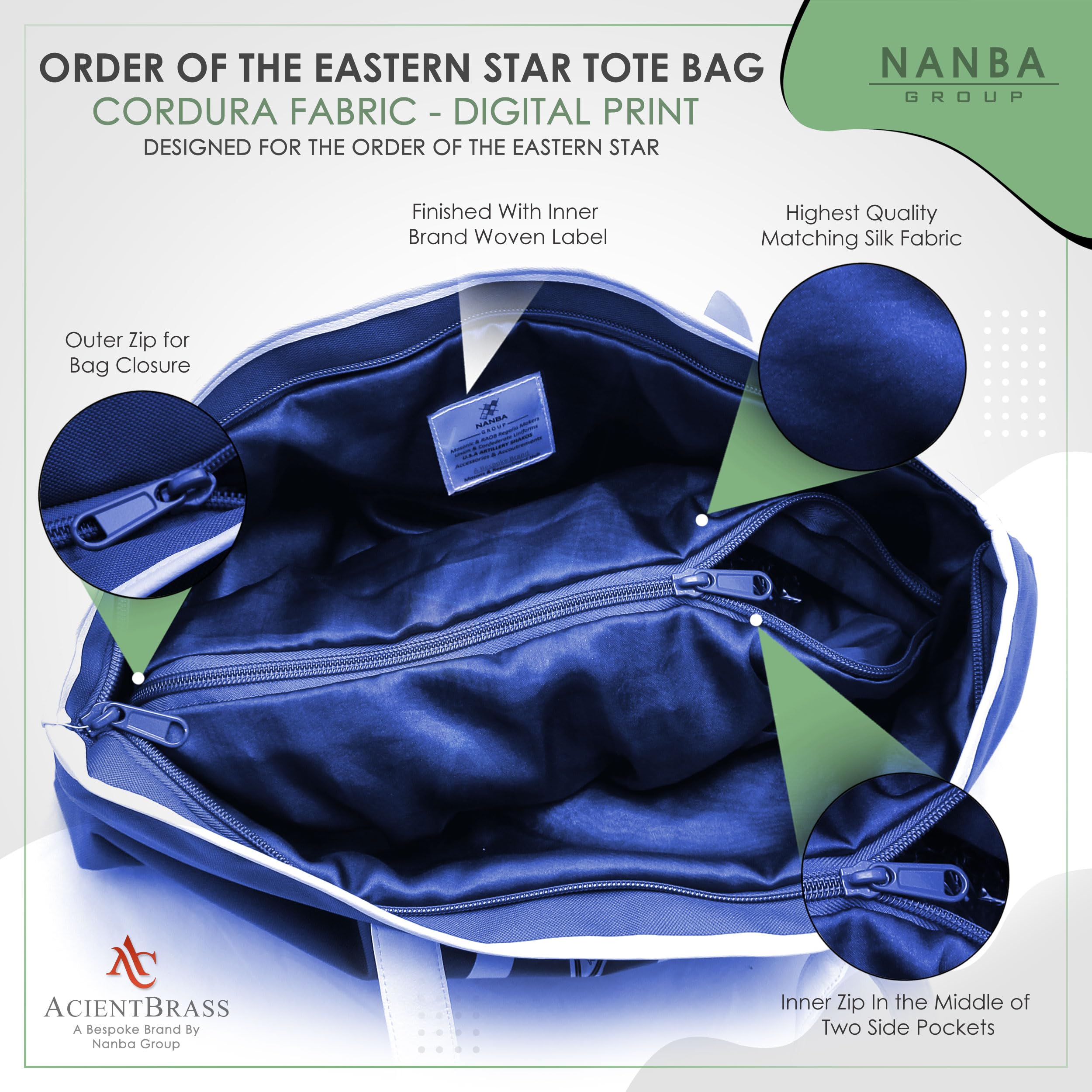 ACIENTBRASS Order of the Eastern Star Tote Bag for Women – OES Waterproof Cordura Shoulder Handbag with Wallet-IMPROVED - Image 5